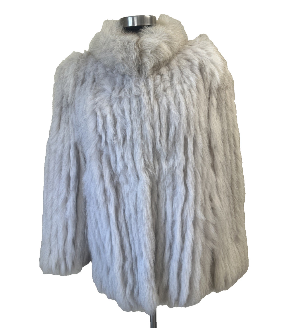 Vintage Genuine White Fox Fur Coat Women M Old Money Hollywood Glam Bridal